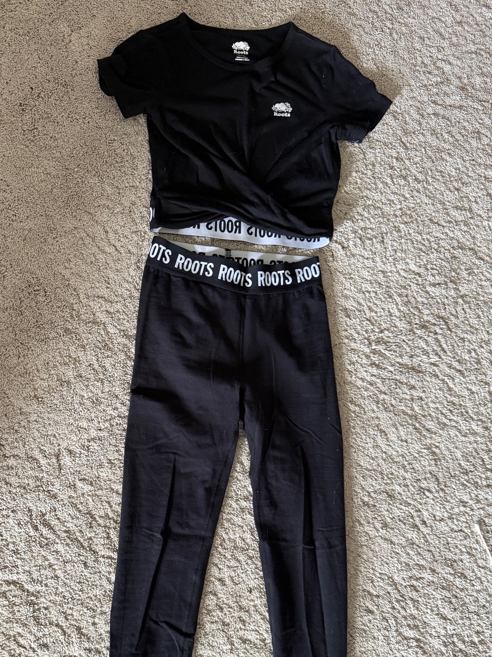 Roots Black Leggings with Matching Top